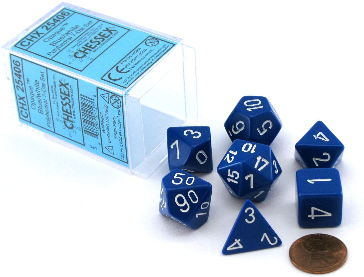 Chessex Dice d6 Set 16mm Lustrous Slate w/ White Pips 6 Sided Die 12 CHX 27690 